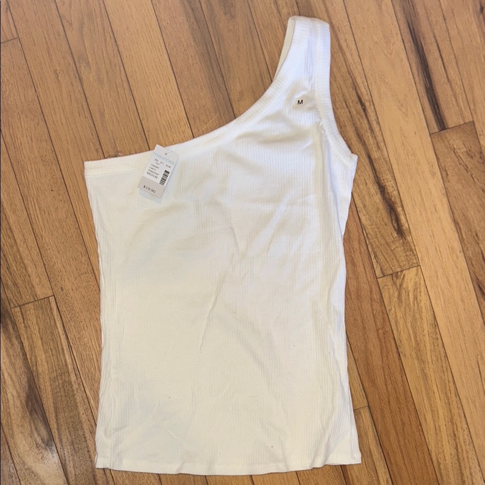 Maurices 24/7 White Asymmetrical Ribbed Tank Top
